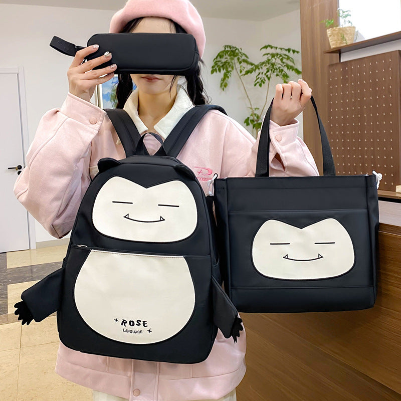 Ensemble 3-en-1 Inspiré de Snorlax – Sac à Dos, Tote & Trousse