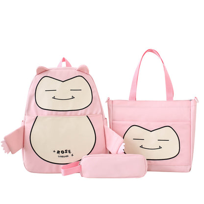 Ensemble 3-en-1 Inspiré de Snorlax – Sac à Dos, Tote & Trousse