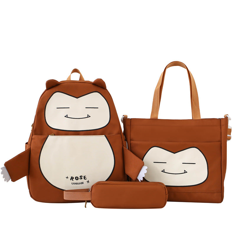 Ensemble 3-en-1 Inspiré de Snorlax – Sac à Dos, Tote & Trousse