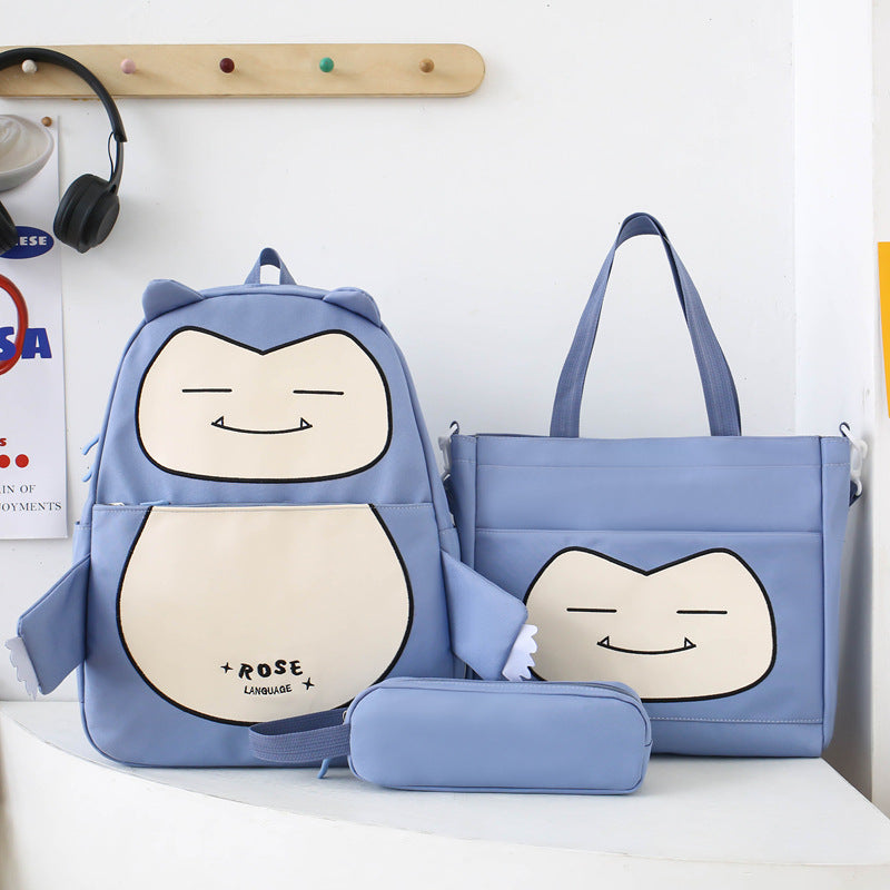 Ensemble 3-en-1 Inspiré de Snorlax – Sac à Dos, Tote & Trousse