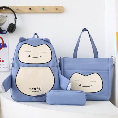Ensemble 3-en-1 Inspiré de Snorlax – Sac à Dos, Tote & Trousse