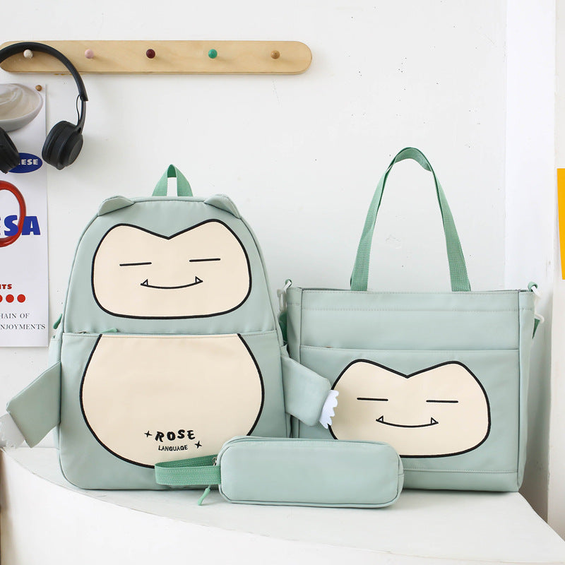 Ensemble 3-en-1 Inspiré de Snorlax – Sac à Dos, Tote & Trousse
