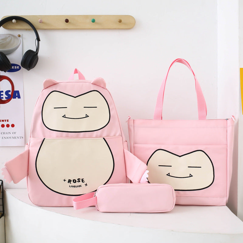 Ensemble 3-en-1 Inspiré de Snorlax – Sac à Dos, Tote & Trousse