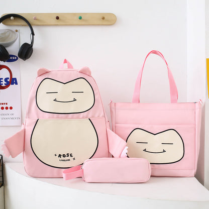 Ensemble 3-en-1 Inspiré de Snorlax – Sac à Dos, Tote & Trousse