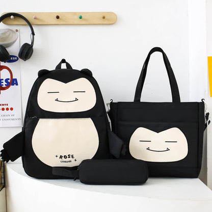 Ensemble 3-en-1 Inspiré de Snorlax – Sac à Dos, Tote & Trousse