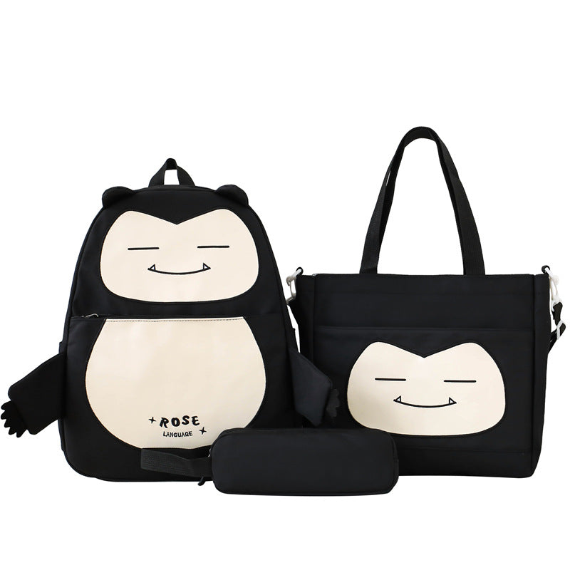 Ensemble 3-en-1 Inspiré de Snorlax – Sac à Dos, Tote & Trousse
